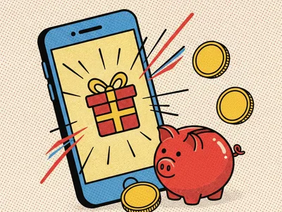 Hediye ikonlu telefon, kumbara ve üç jeton